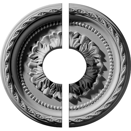 Ekena Millwork Palmetto Ceiling Medallion, Two Piece (Fits Canopies up to 3 1/2"), 11 1/2"OD x 3 1/2"ID x 1"P CM11PA2-03500